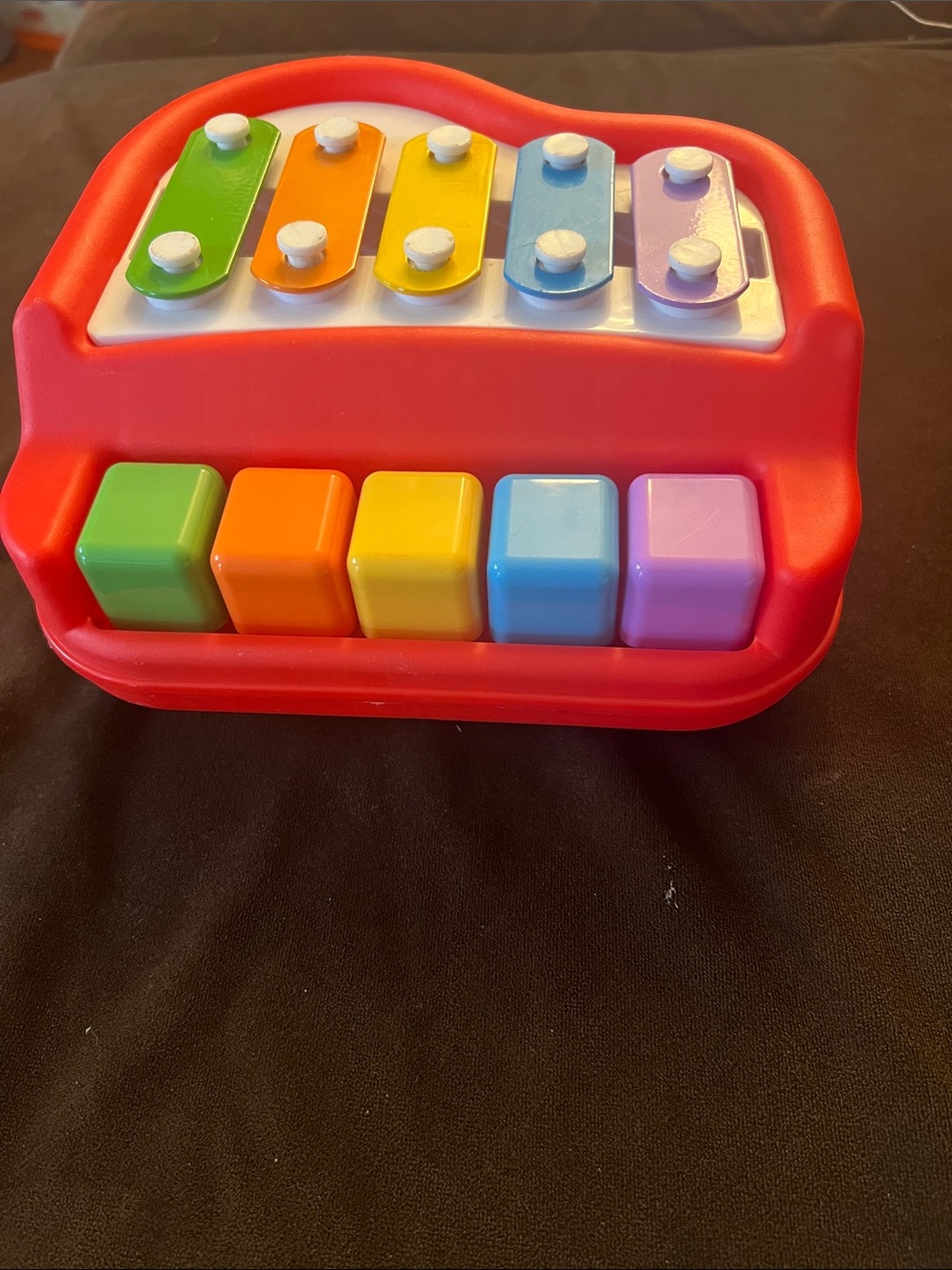 Red Rainbow-Key Push Piano Toy for Toddlers